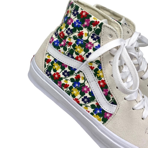 VANS Sk8-Hi Tapered Sneakers Women's Canvas Suede Floral White Shoes VN0A5KRUWHT - Picture 4 of 9